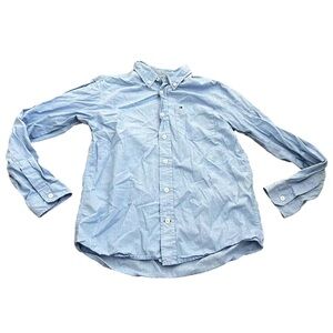 Tommy Hilfiger Boys Long Sleeve Blue Button Up Shirt — Size Medium (12/14)